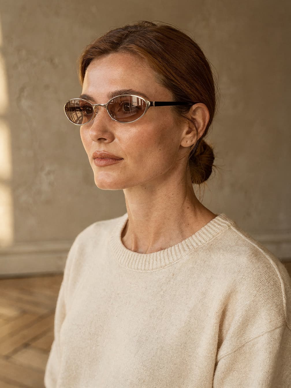 Lunettes de soleil ovales Isaure – Champagne