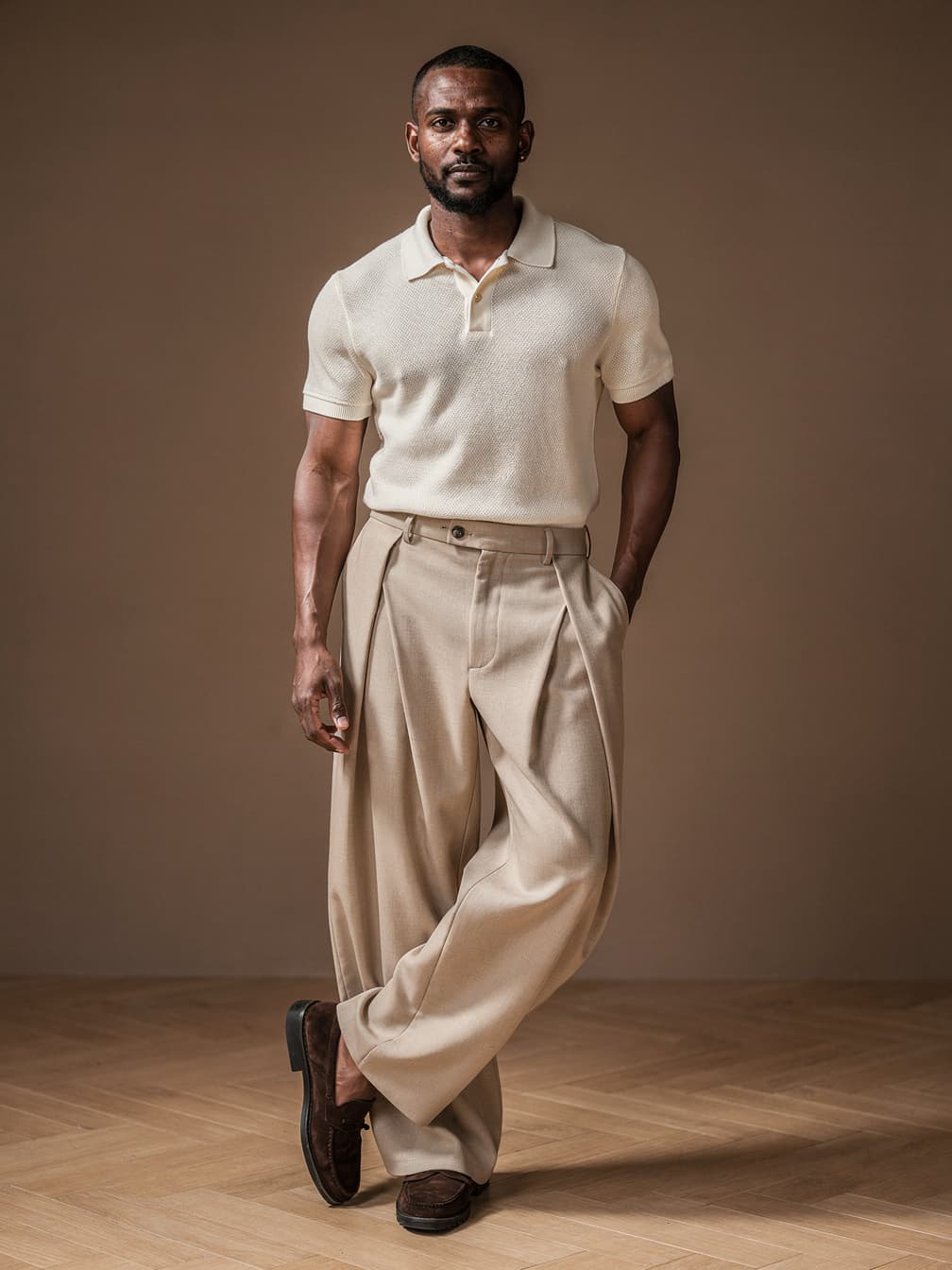 Pantalon taille haute Léon – Beige