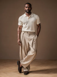 Pantalon taille haute Léon – Beige