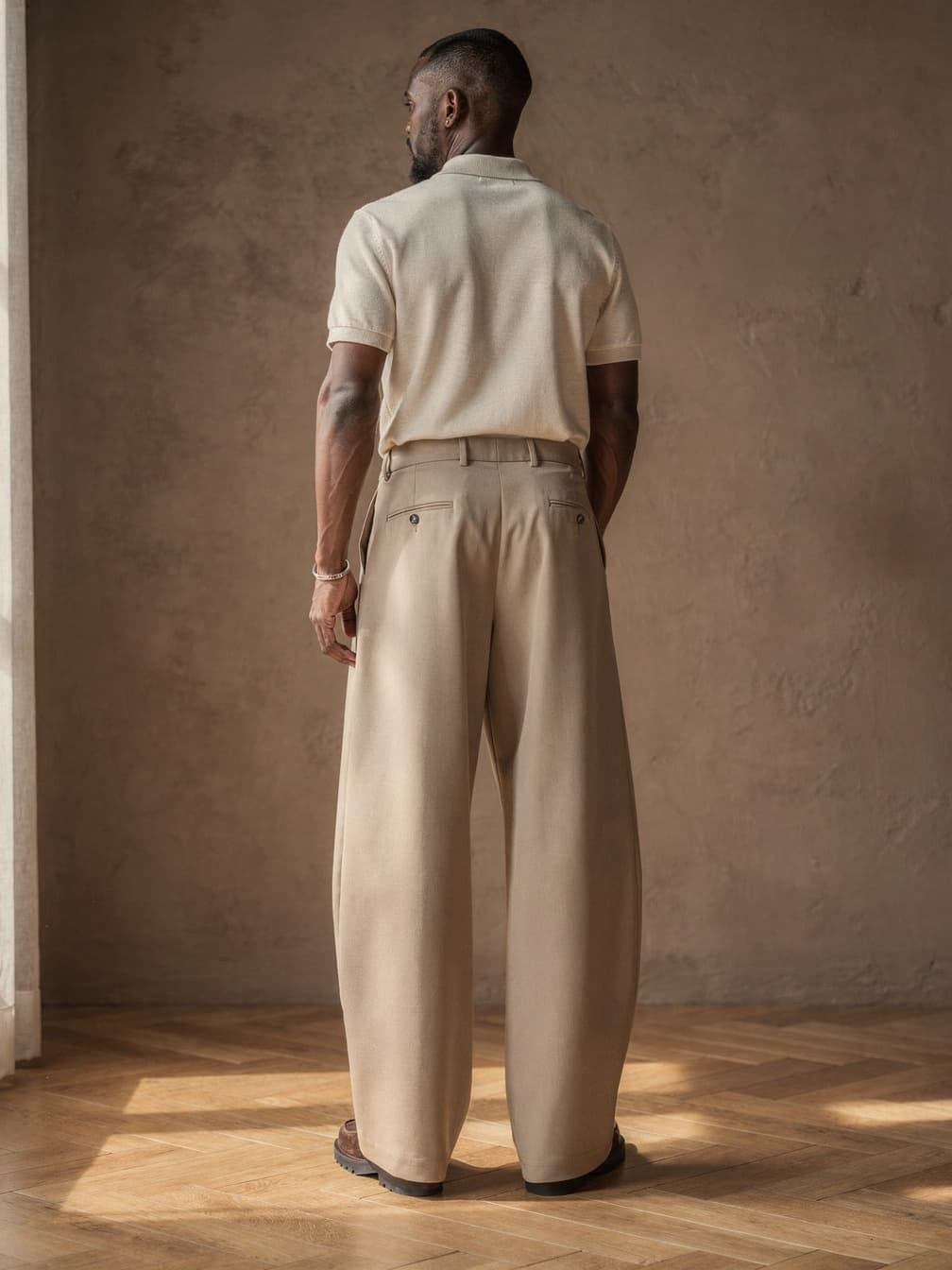 Pantalon taille haute Léon – Beige