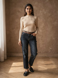 Pull col montant Noémie – Beige