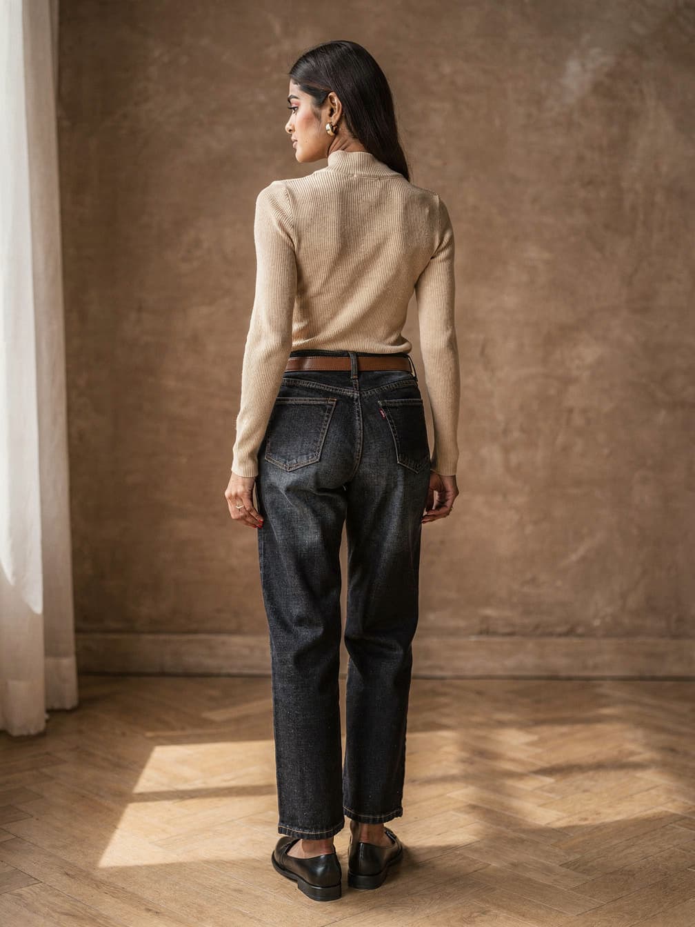 Pull col montant Noémie – Beige