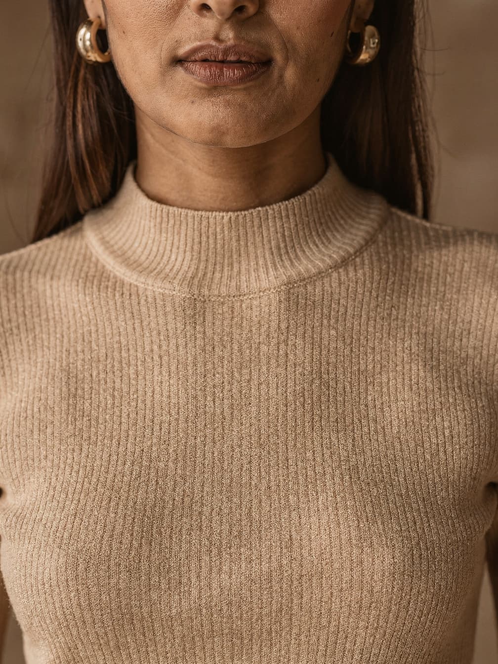 Pull col montant Noémie – Beige