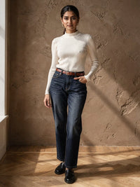 Pull col montant Noémie – Blanc