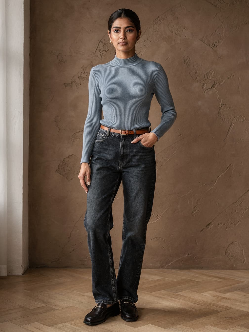 Pull col montant Noémie – Bleu clair