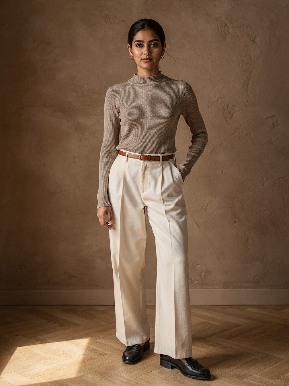 Pull col montant Noémie – Maron clair