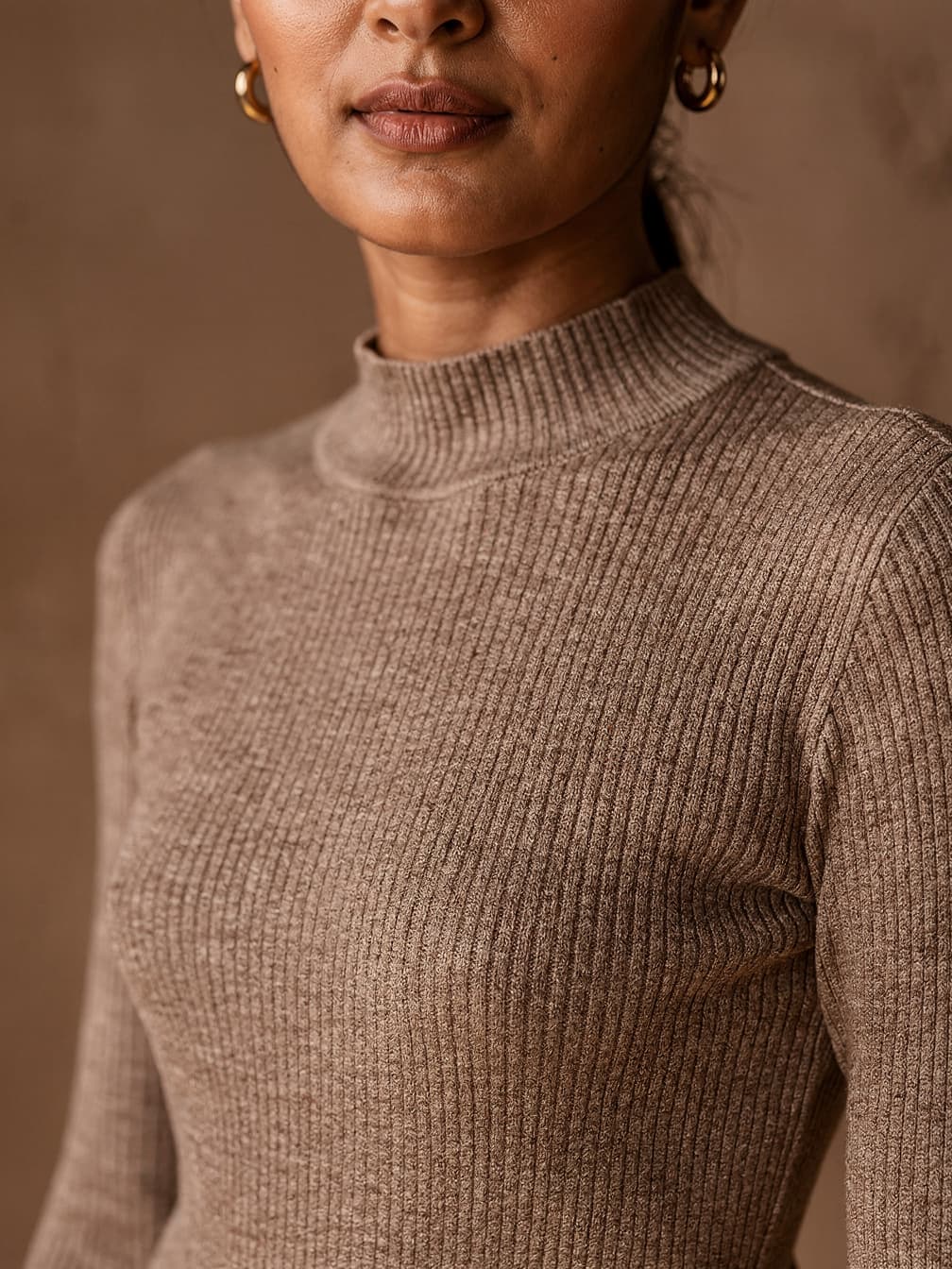 Pull col montant Noémie – Maron clair
