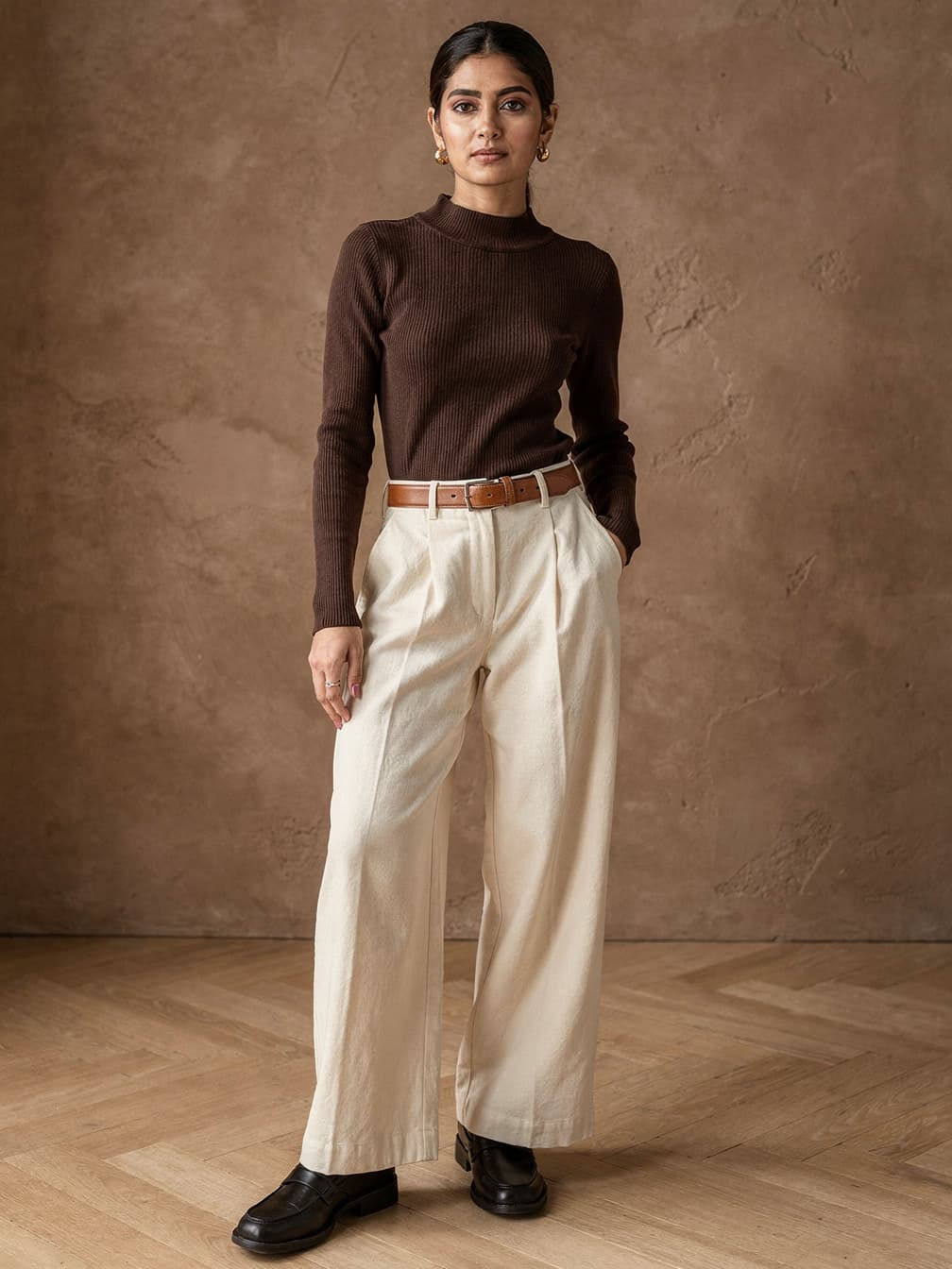 Pull col montant Noémie – Maron foncé