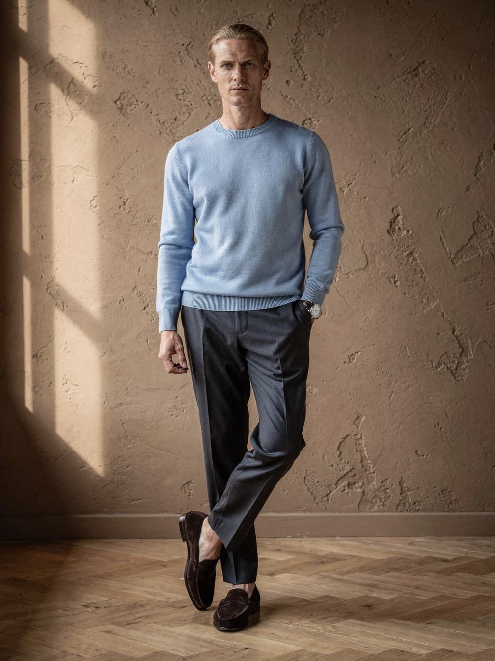 Pull col rond Octave – Bleu clair