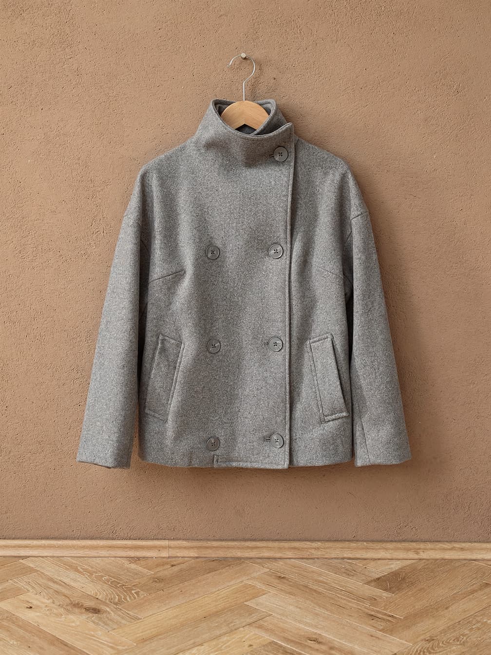Manteau court croisé Odile – Gris