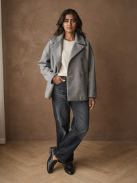 Manteau court croisé Odile – Gris