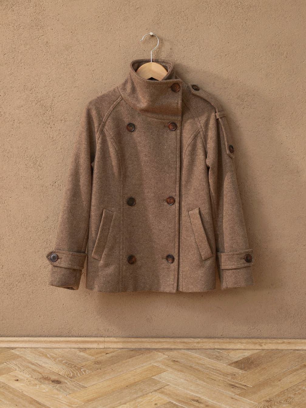 Manteau court croisé Odile – Marron