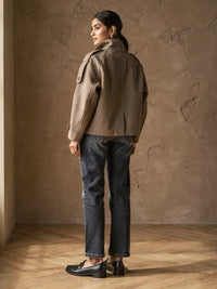 Manteau court croisé Odile – Marron