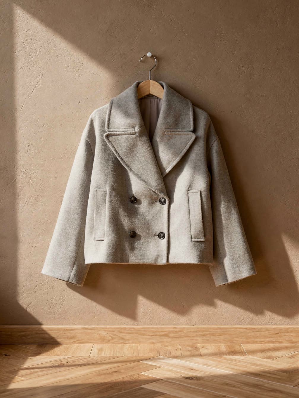 Manteau court croisé Philippine – gris clair