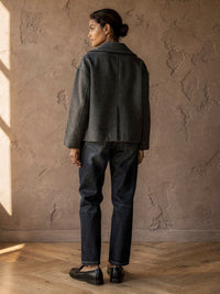 Manteau court croisé Philippine – Gris foncé