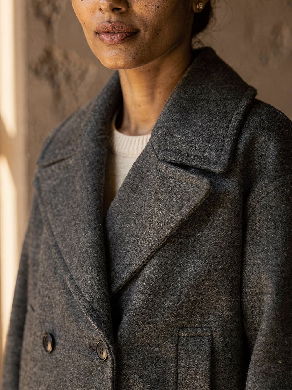 Manteau court croisé Philippine – Gris foncé