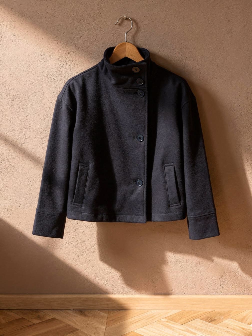 Manteau court croisé Philippine – Marine