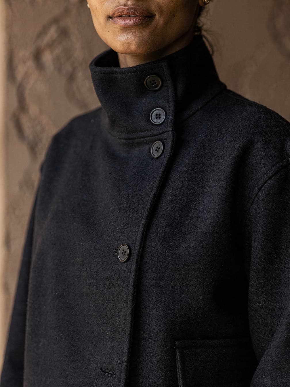Manteau court croisé Philippine – Marine
