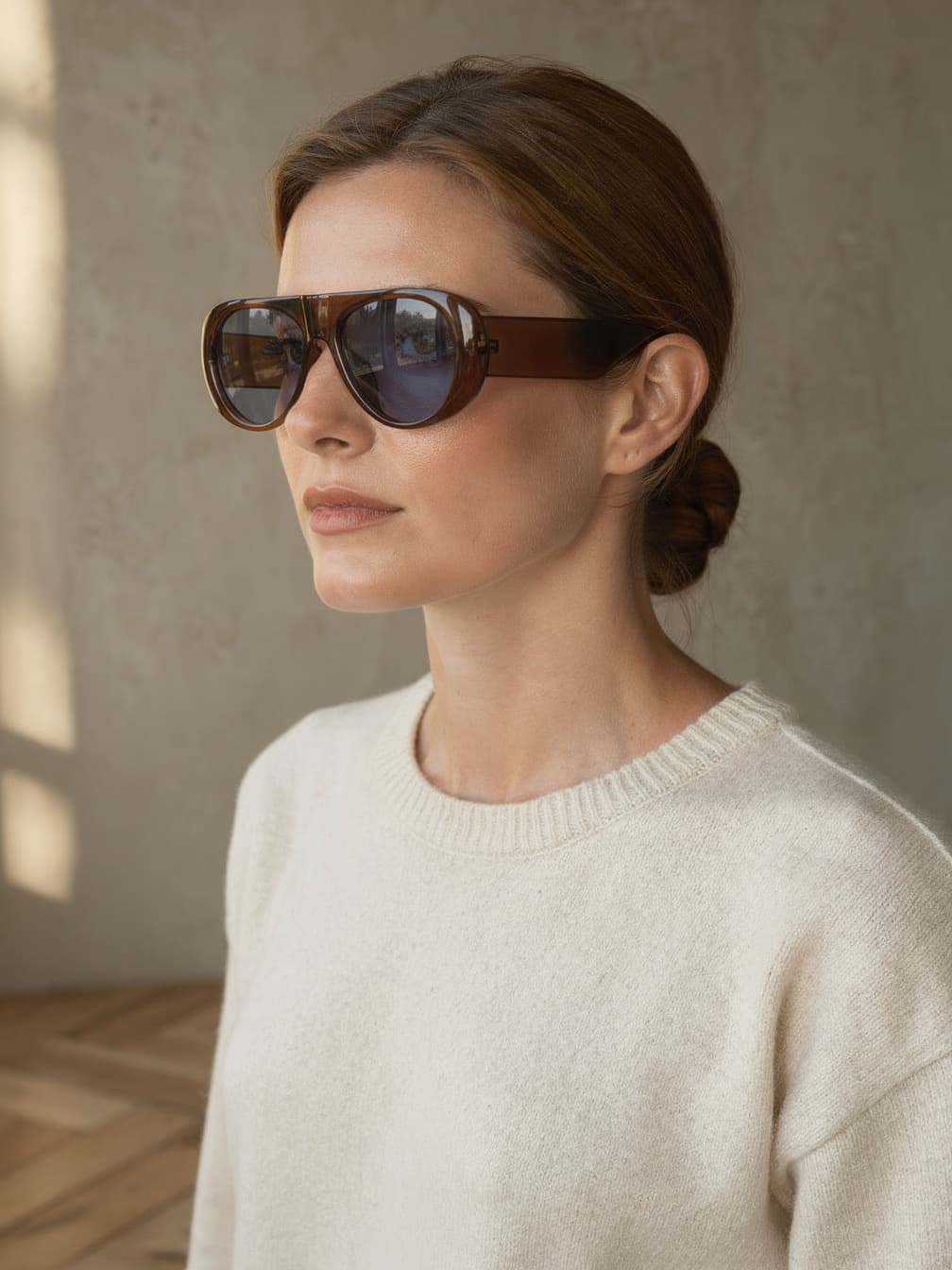 Lunettes de soleil ovales Sacha – Marron