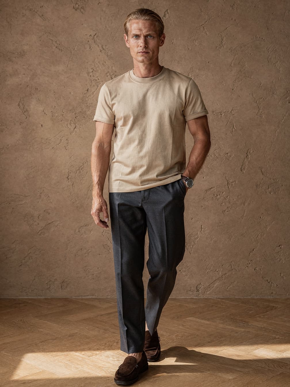T-shirt uni Simon – Beige