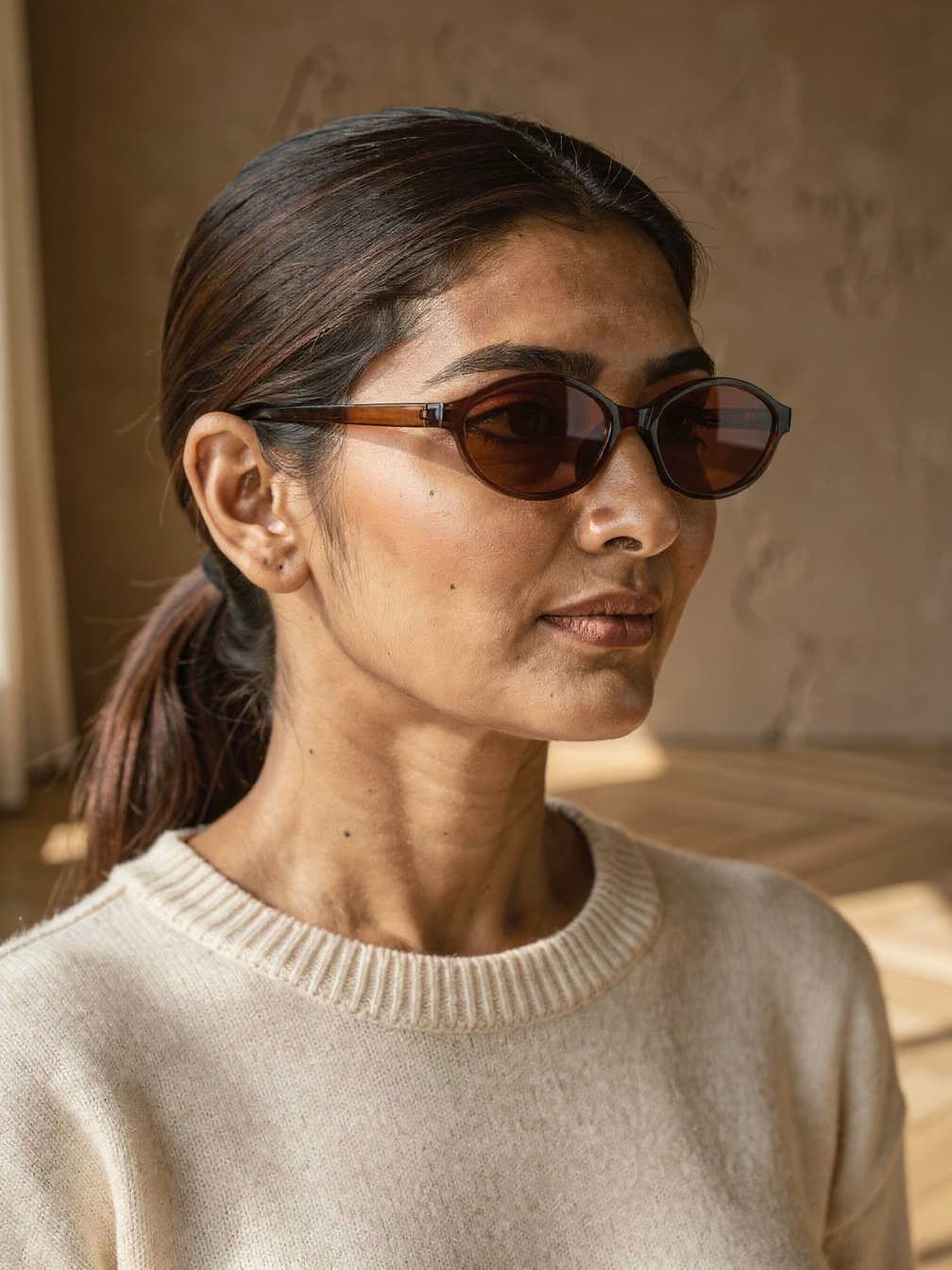Lunettes de soleil ovales Sixtine – Marron