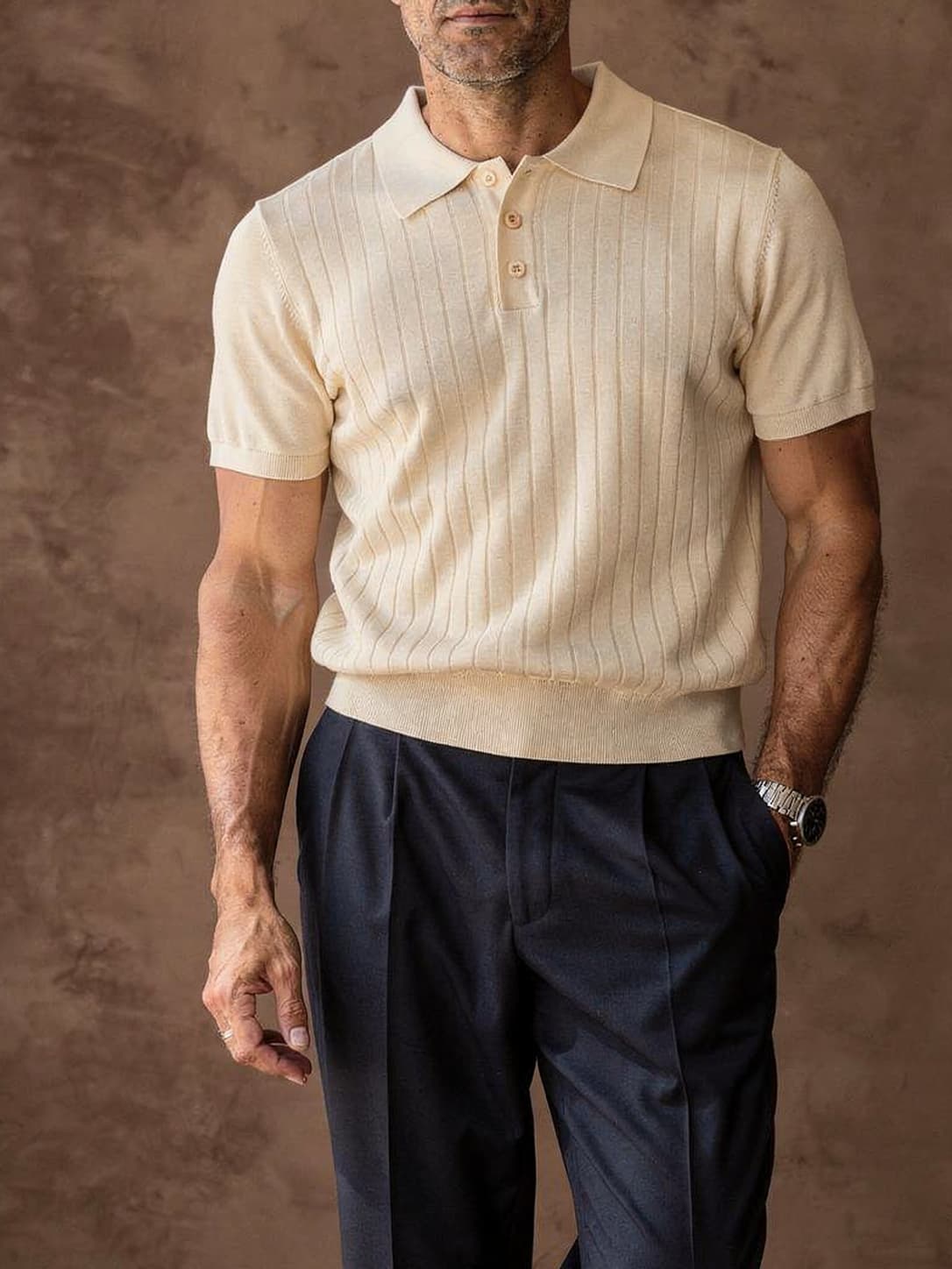 Polo en maille fine Tristan – Beige