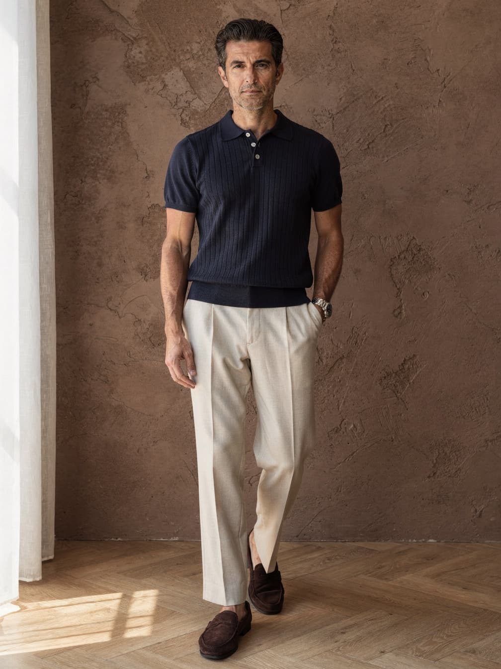 Polo en maille fine Tristan – Marine
