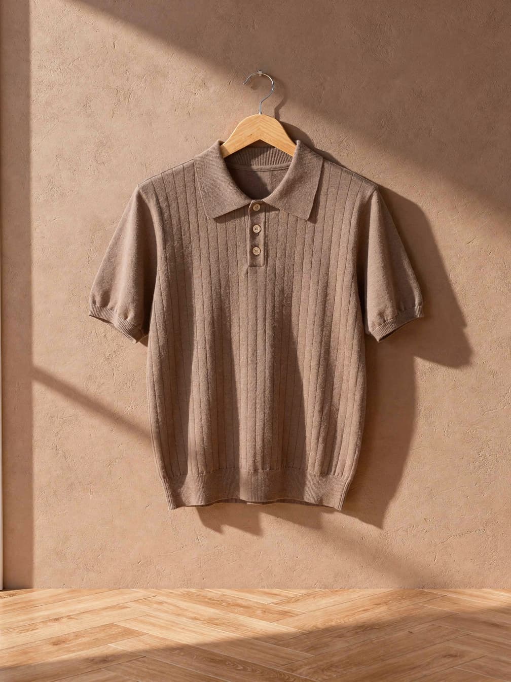 Polo en maille fine Tristan – Maron clair