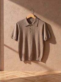 Polo en maille fine Tristan – Maron clair