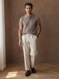 Polo en maille fine Tristan – Maron clair