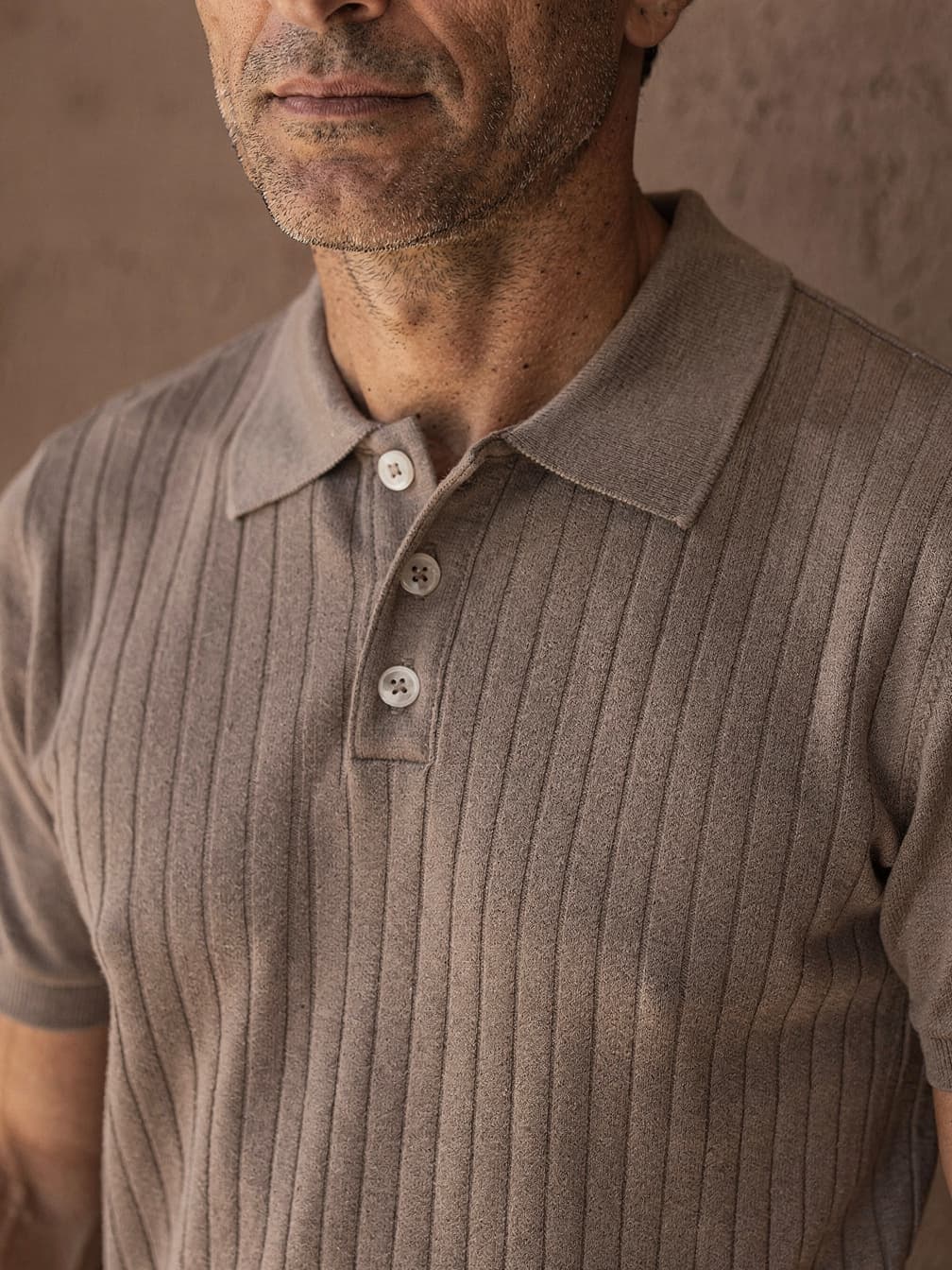 Polo en maille fine Tristan – Maron clair