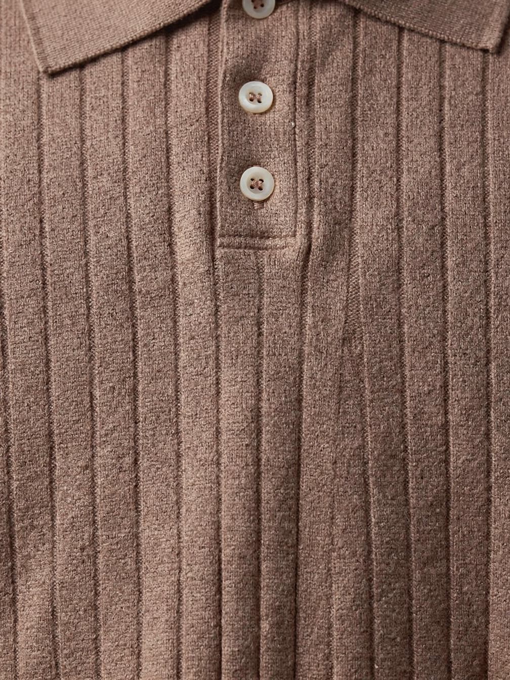 Polo en maille fine Tristan – Maron clair
