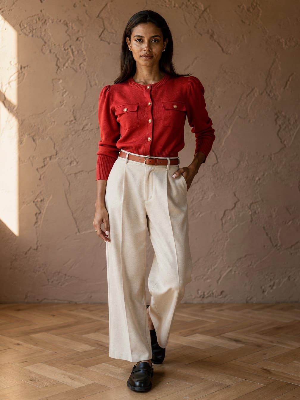 Cardigan court Valentine – Rouge