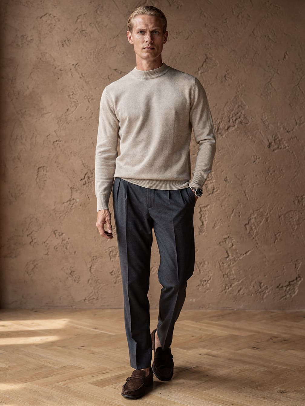Pull col cheminée Victor – Beige