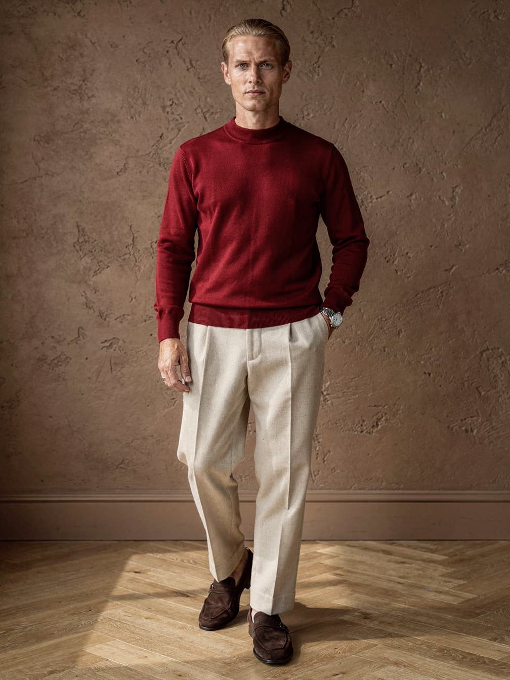 Pull col cheminée Victor – Rouge